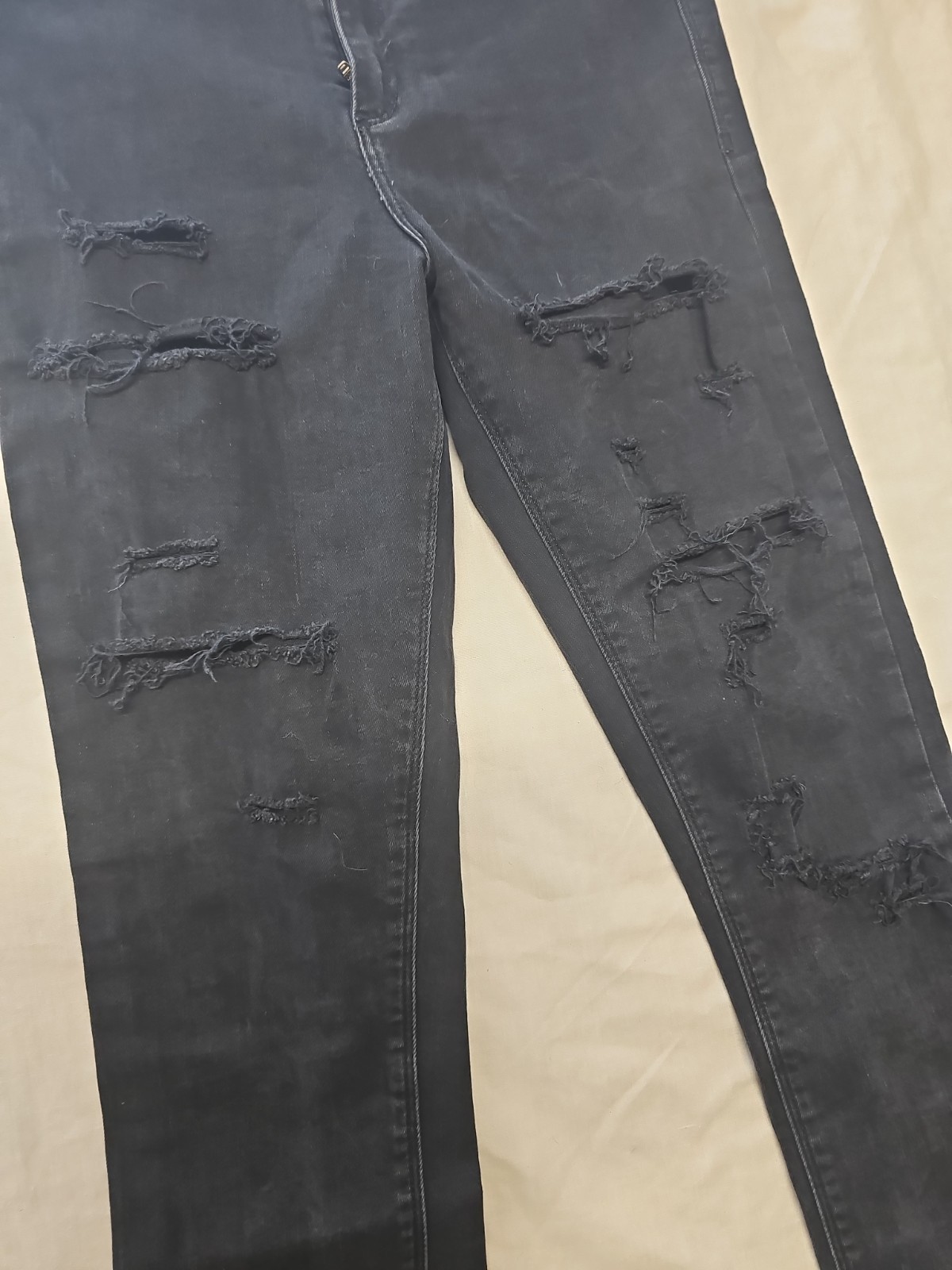 River Island Women’s Black Ripped Skinny High-Waist Jeans A1 1207