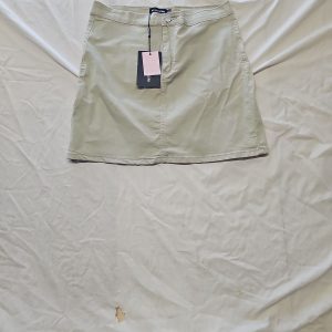 PrettyLittleThing Sage Green Denim Mini Skirt uk14 HH204