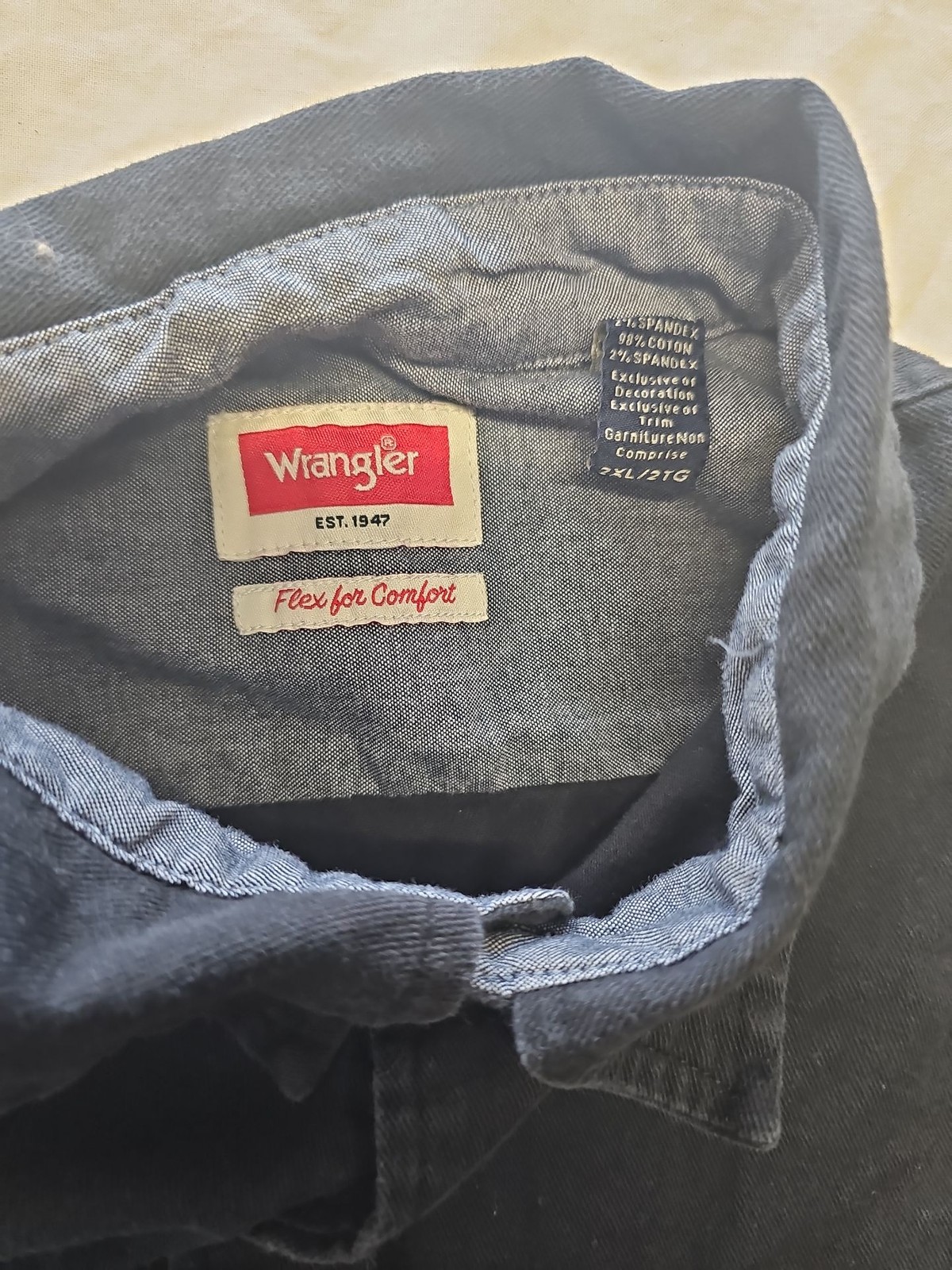Wrangler Men’s Black ‘Flex for Comfort’ Long Sleeve Work Shirt – 2XL  RR1068