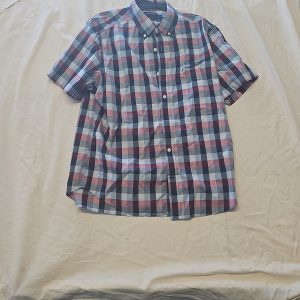 Nautica Classic Fit Short Sleeve Plaid Button-Down Shirt A2 1221