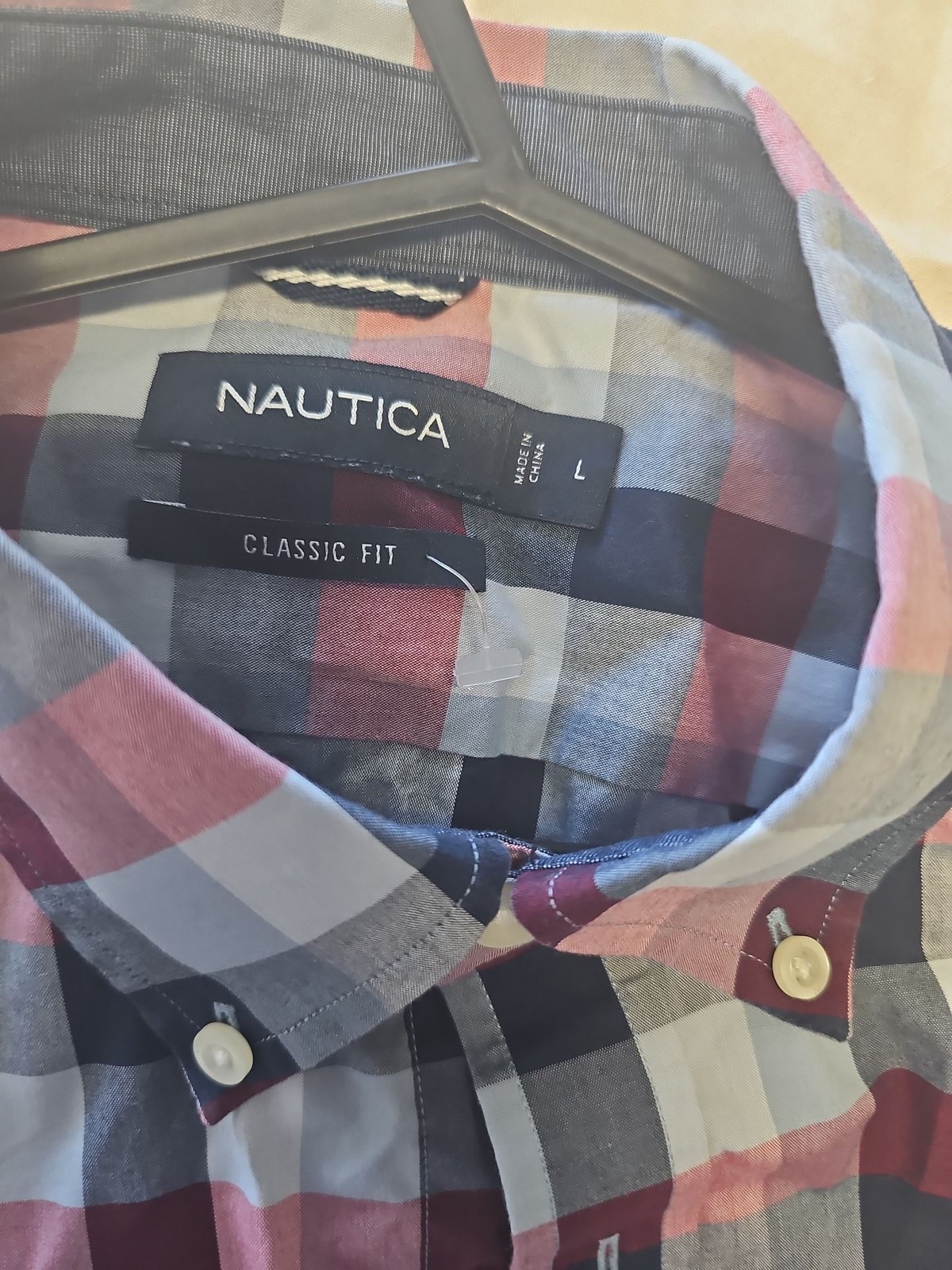 Nautica Classic Fit Short Sleeve Plaid Button-Down Shirt A2 1221
