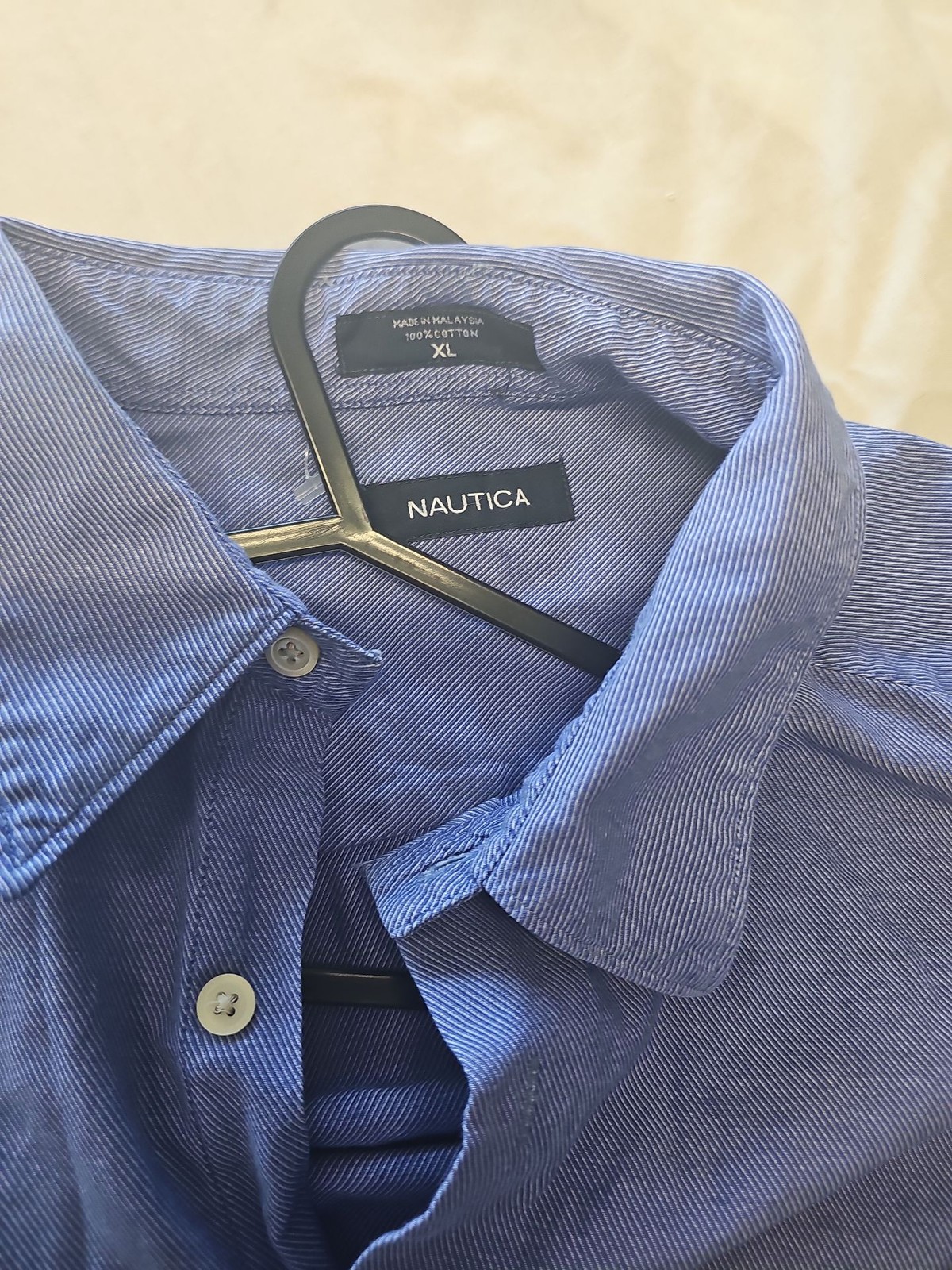 Nautica Blue Micro-Stripe Cotton Button-Down Shirt – Men’s XL A2 1220