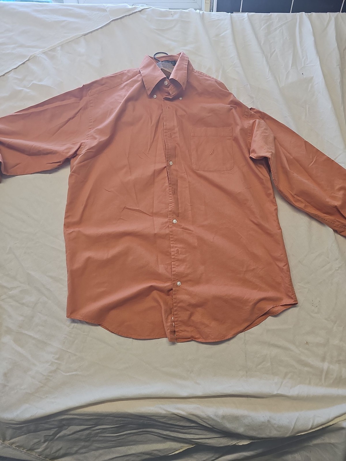 Nautica Men's Burnt Orange Cotton Long Sleeve Button-Down Shirt A2 1217 - Image 3