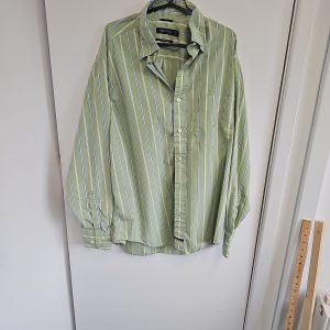 Nautica Men's Sanded Poplin Striped Long-Sleeve Shirt Sage Green Size M A2 1213