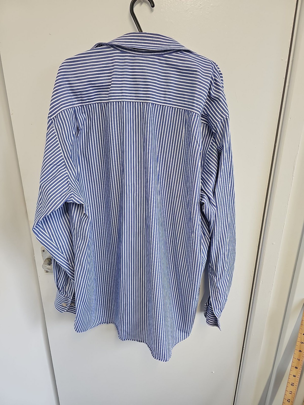 Nautica Men's Blue & White Striped Cotton Dress Shirt A2 1214 - Image 4