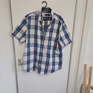 Nautica Men's Blue Plaid Short Sleeve Button Down Shirt A12 1215