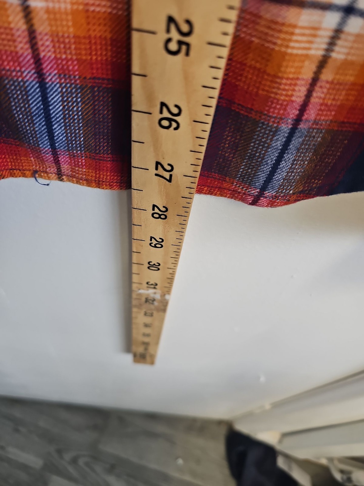 Nautica Classic Fit Orange & Navy Plaid Flannel Shirt - Size S A2 1216 - Image 6