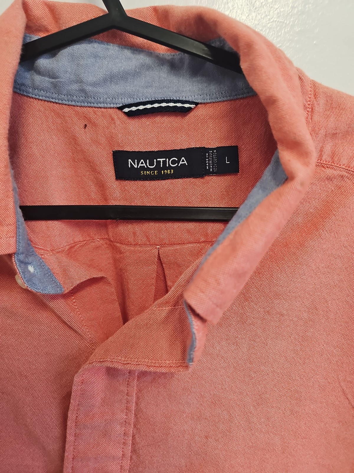 Nautica Coral Pink Oxford Button-Down Shirt – Men’s Large A2 1212