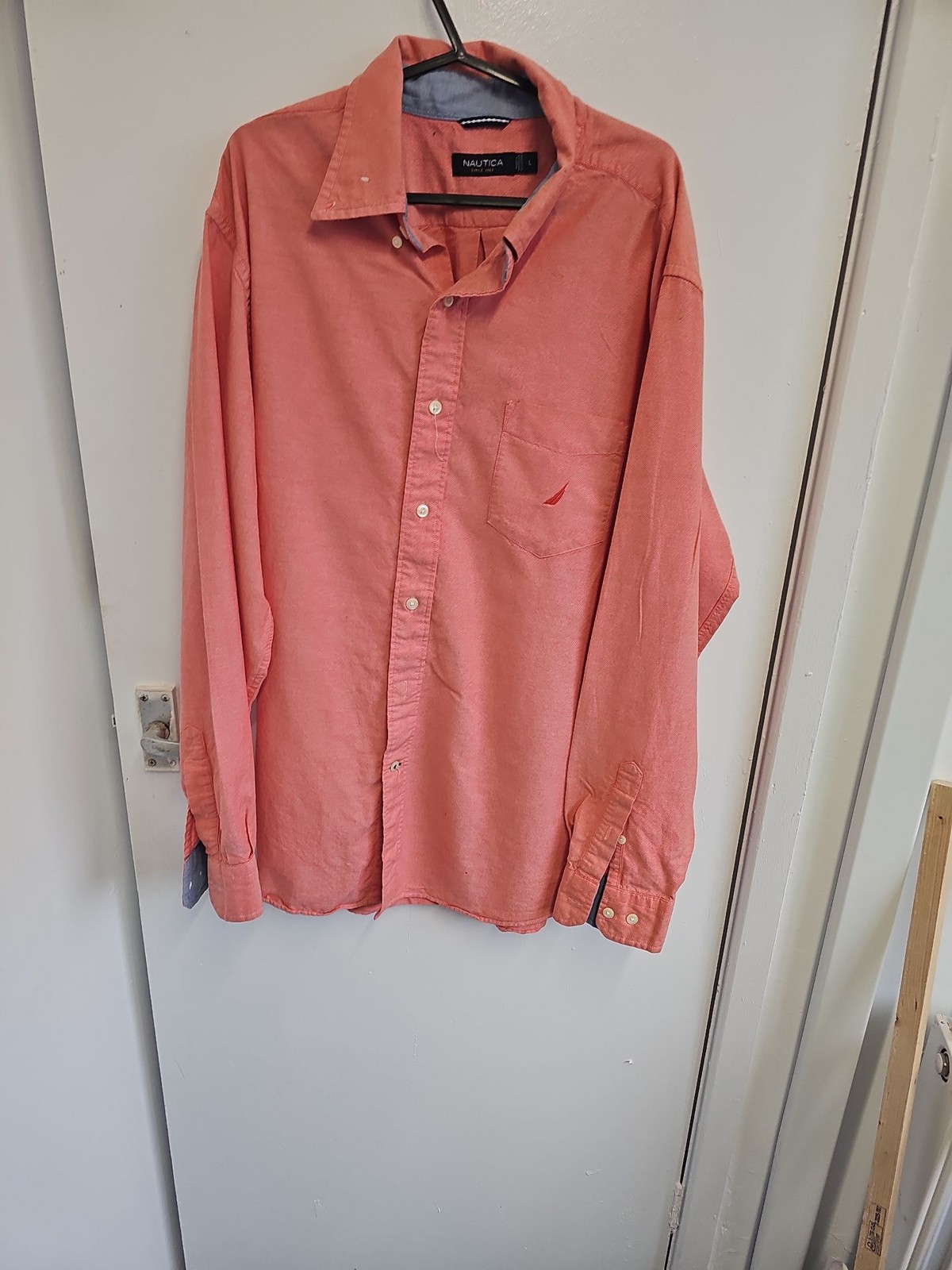 Nautica Coral Pink Oxford Button-Down Shirt - Men's Large A2 1212 - Image 3