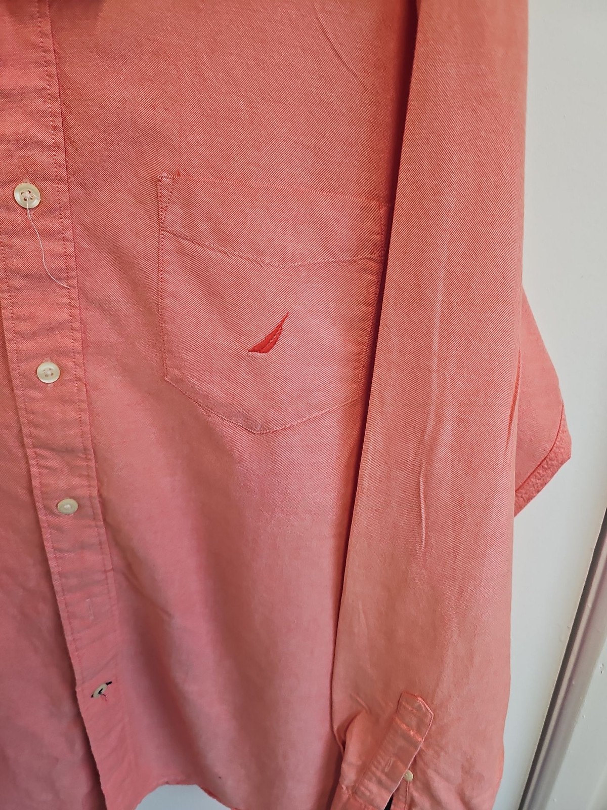 Nautica Coral Pink Oxford Button-Down Shirt - Men's Large A2 1212 - Image 4