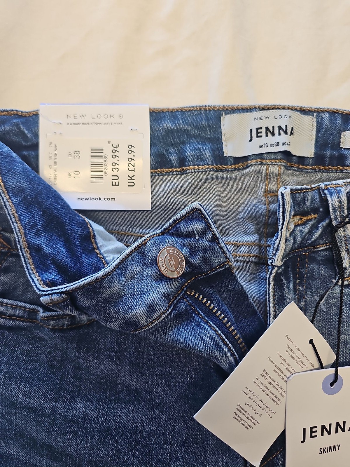New Look Jenna Skinny Jeans with Oriental Bird and Floral Embroidery uk10 PP247