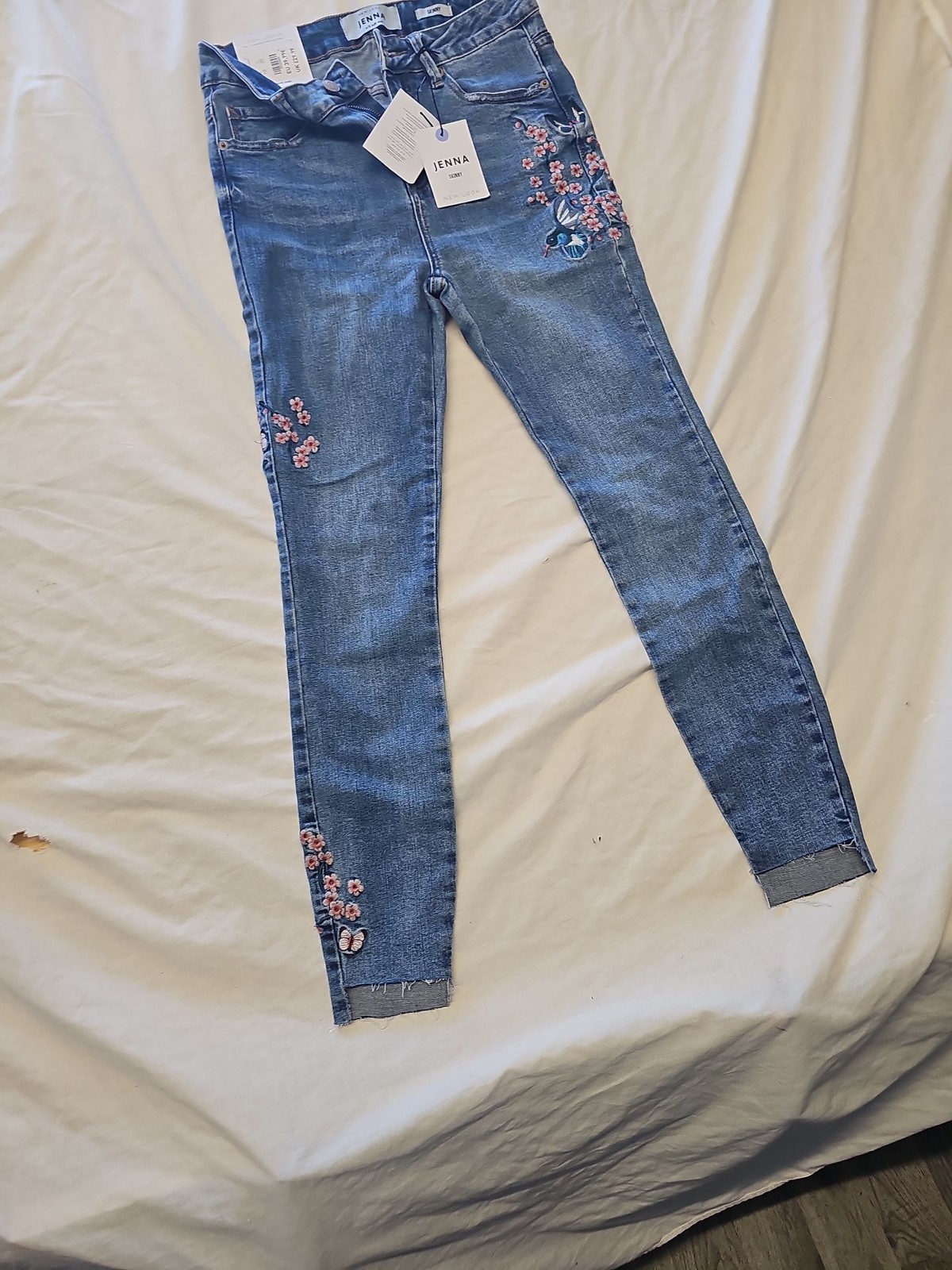 New Look Jenna Skinny Jeans with Oriental Bird and Floral Embroidery uk10 PP247 - Image 3