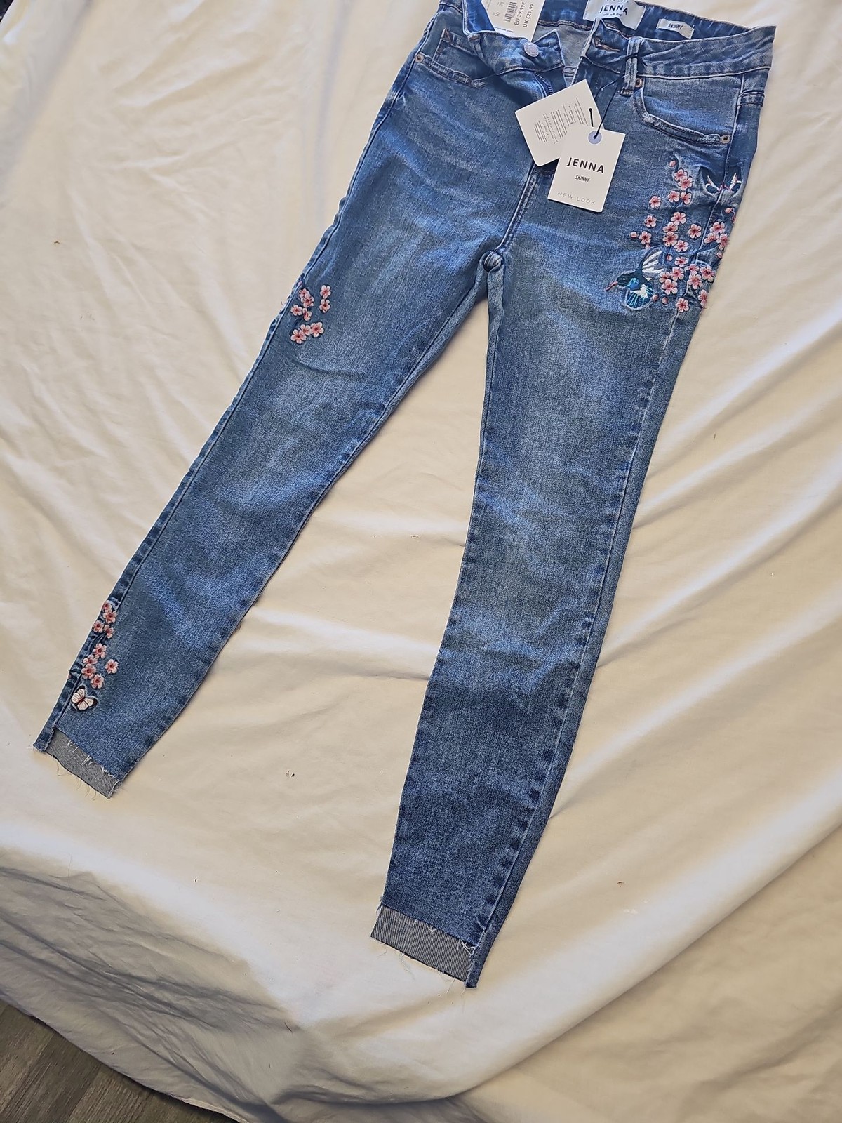 New Look Jenna Skinny Jeans with Oriental Bird and Floral Embroidery uk10 PP247 - Image 4
