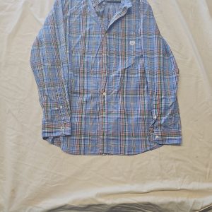 Chaps Easy Care Men's Plaid Button Down Shirt - Blue/Orange A2 1219