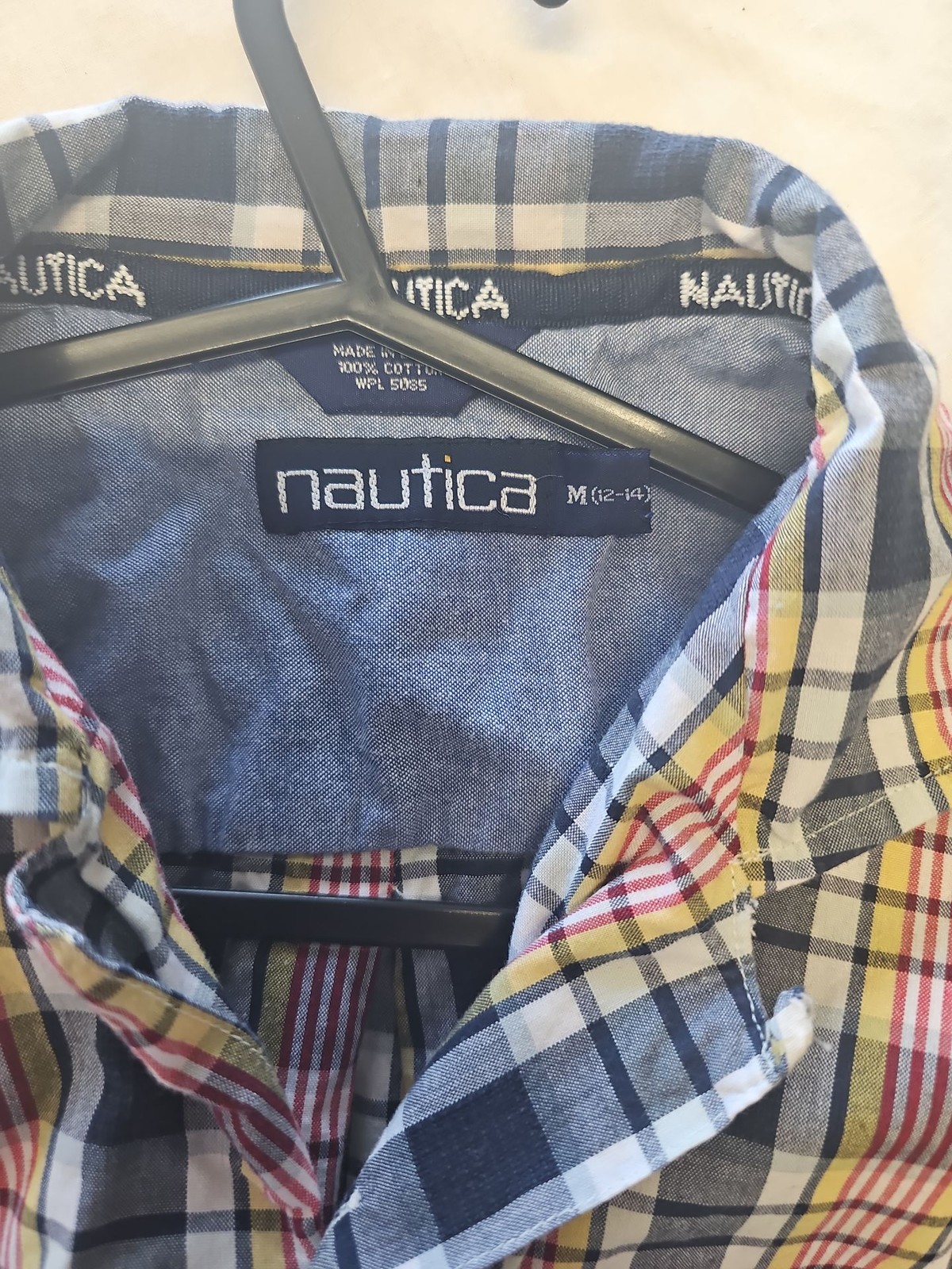 Vintage Nautica Boys Plaid Short Sleeve Shirt A2 1226