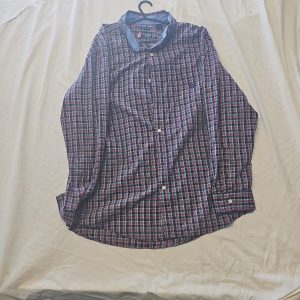 Chaps Easy Care Multicolor Plaid Long Sleeve Button Down Shirt A2 1225