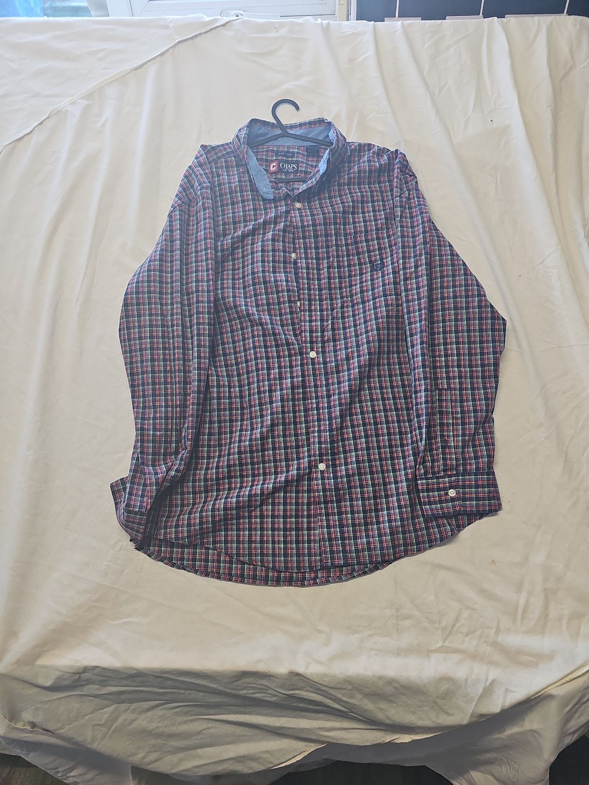 Chaps Easy Care Multicolor Plaid Long Sleeve Button Down Shirt A2 1225