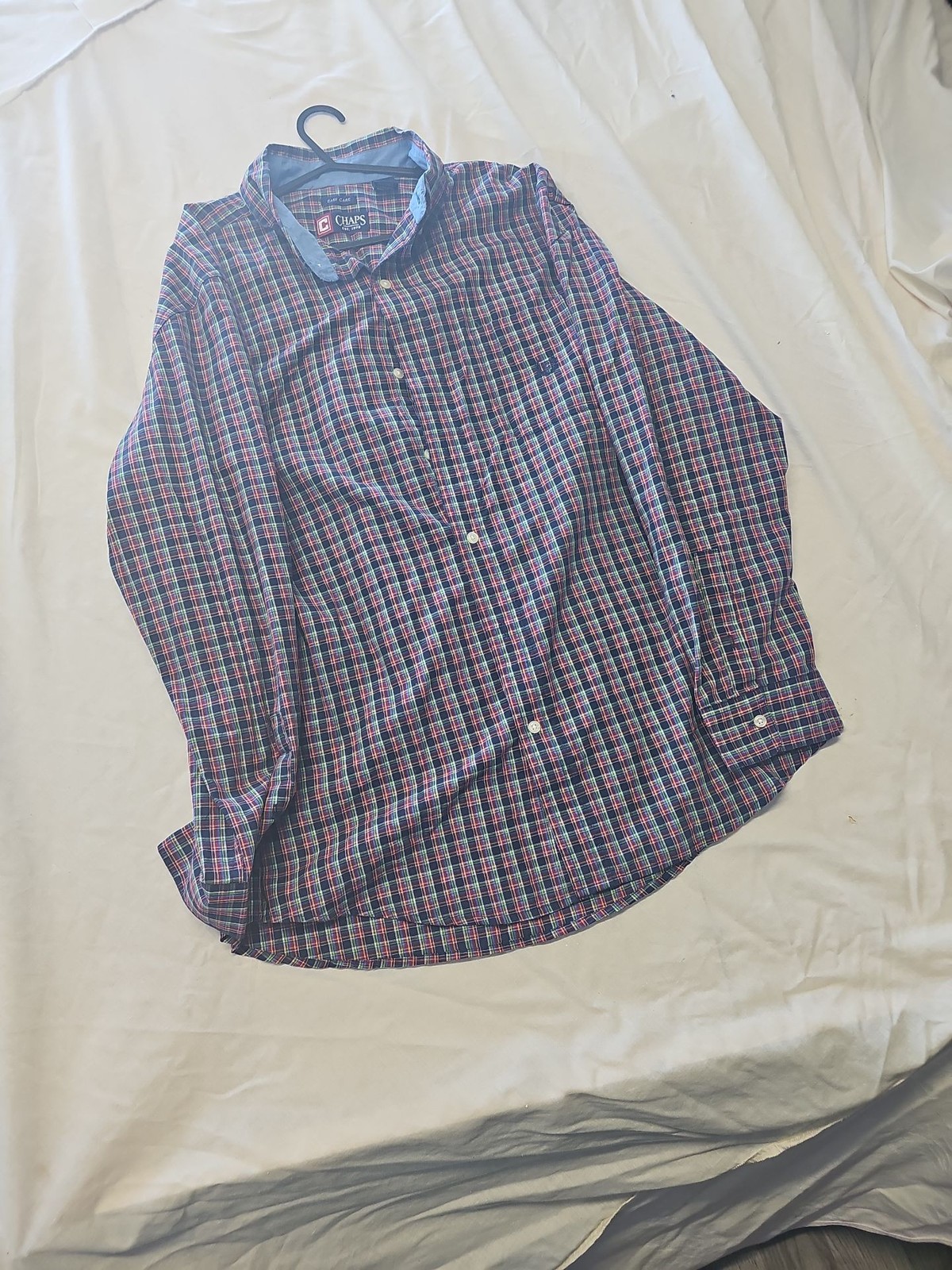 Chaps Easy Care Multicolor Plaid Long Sleeve Button Down Shirt A2 1225 - Image 3