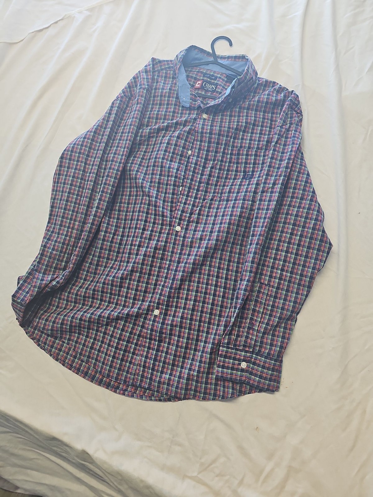 Chaps Easy Care Multicolor Plaid Long Sleeve Button Down Shirt A2 1225 - Image 4