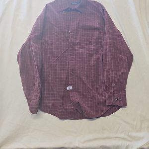 Nautica Burgundy Windowpane Checked Long Sleeve Shirt A2 1224