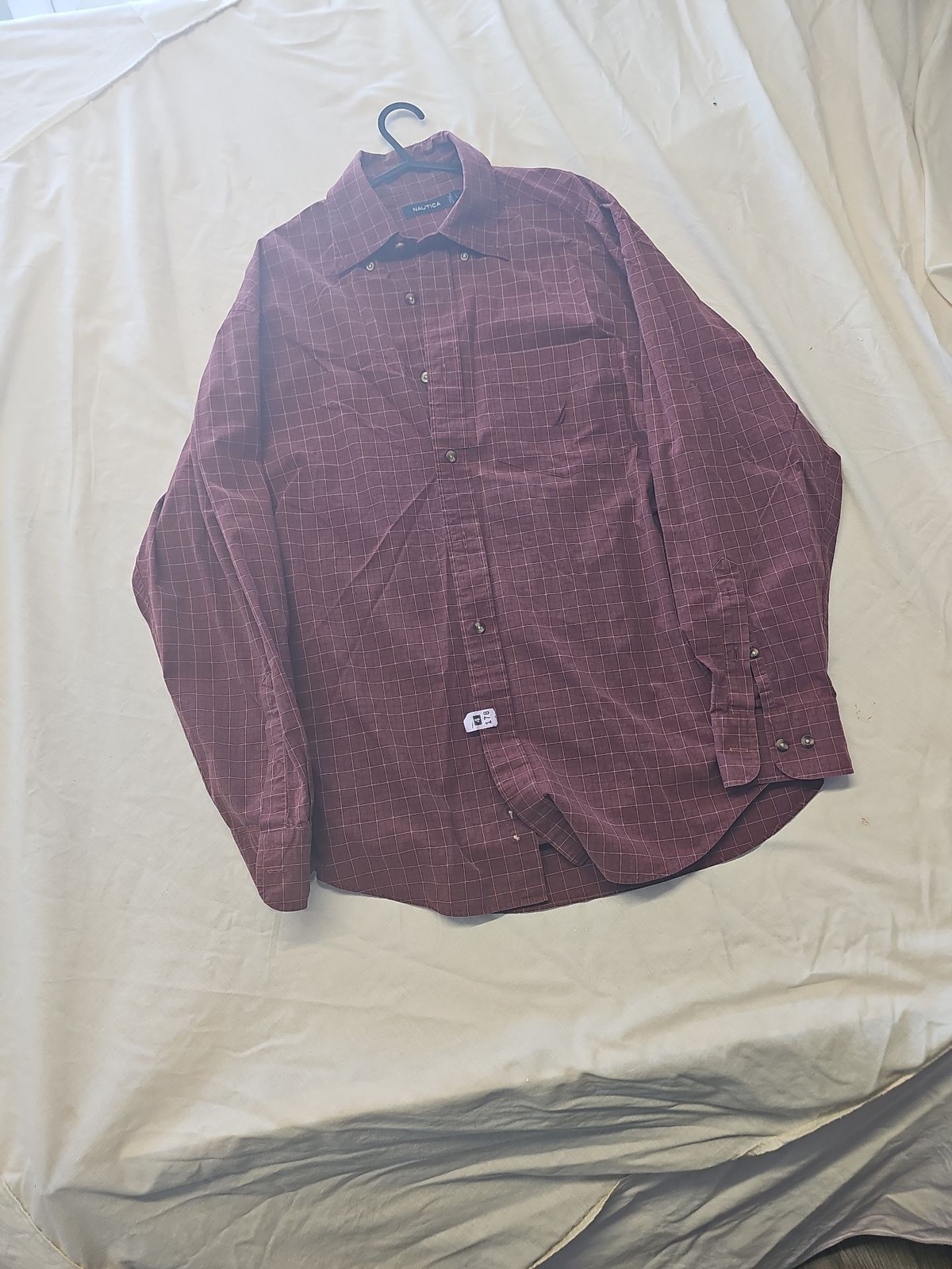 Nautica Burgundy Windowpane Checked Long Sleeve Shirt A2 1224 - Image 3