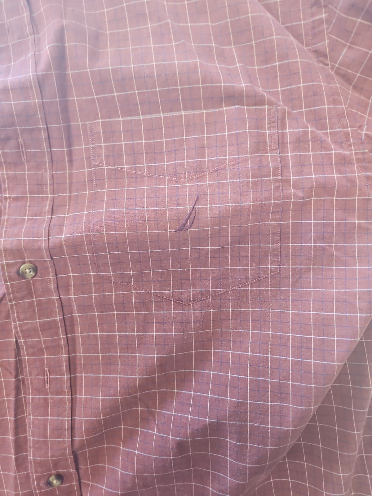 Nautica Burgundy Windowpane Checked Long Sleeve Shirt A2 1224 - Image 5