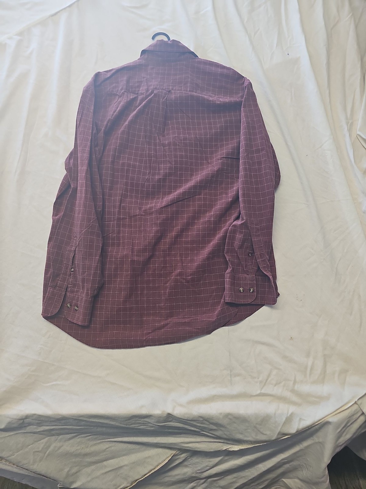 Nautica Burgundy Windowpane Checked Long Sleeve Shirt A2 1224 - Image 8