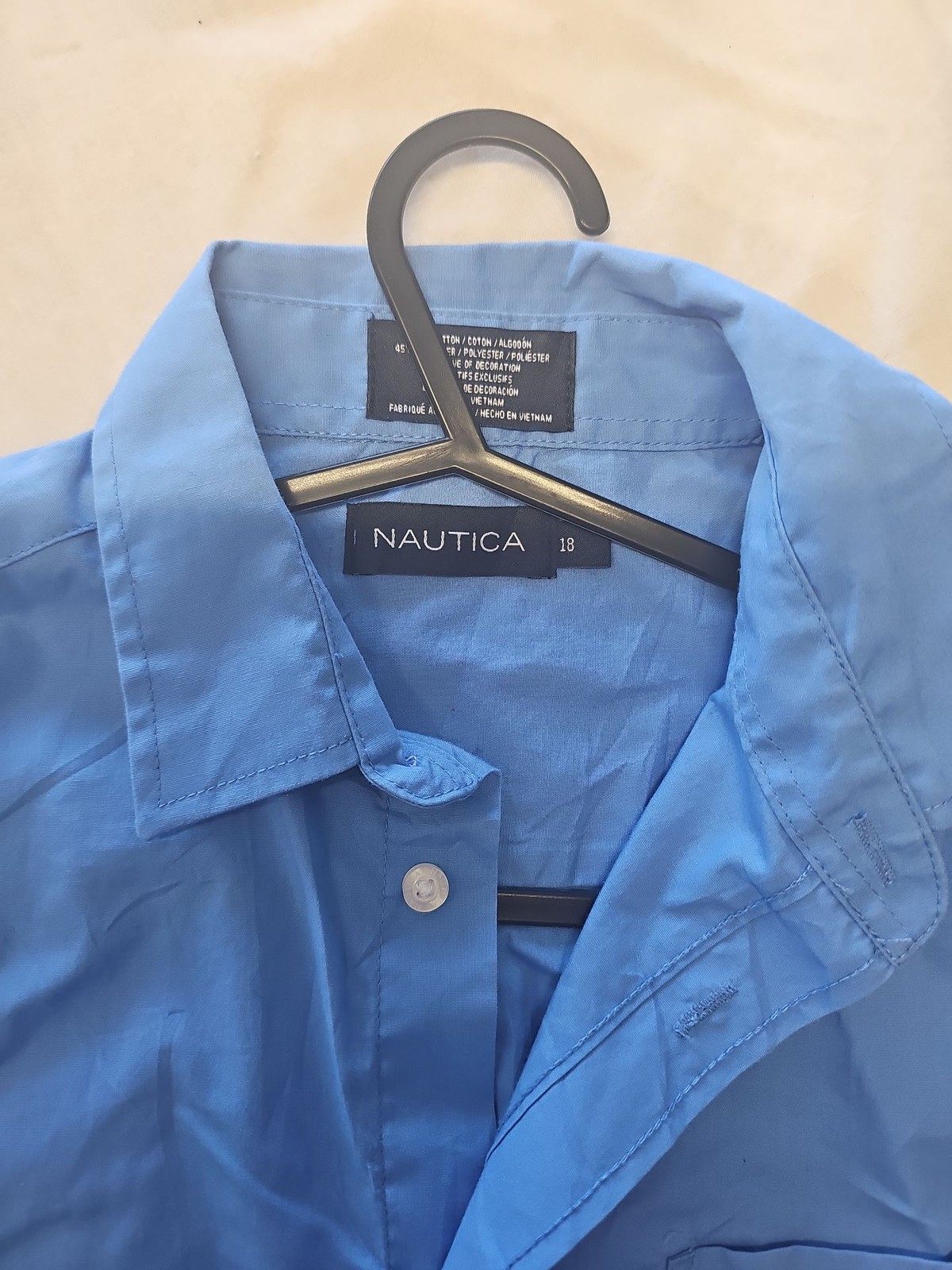 Nautica Boys Blue Long Sleeve Button-Down Shirt Size 18 A2 1222