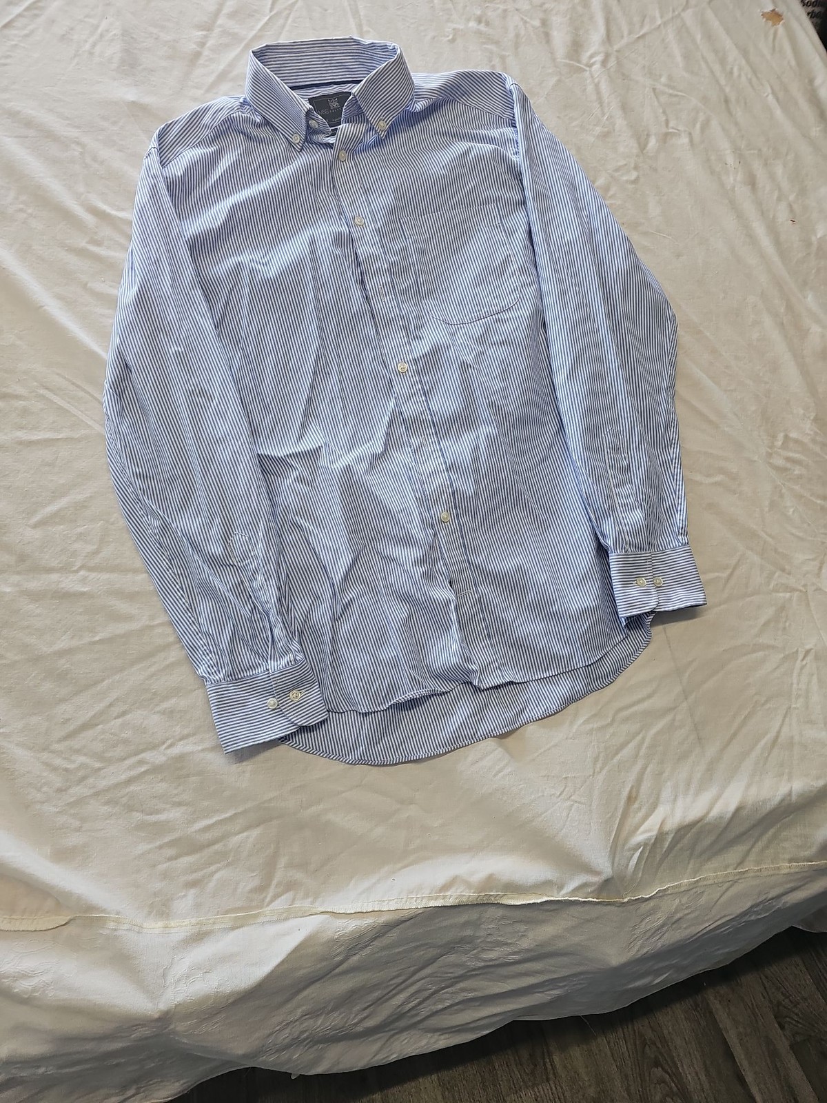 M&S Collection Men's Blue Striped Oxford Shirt Regular Fit 15.5 XX1159 - Image 3