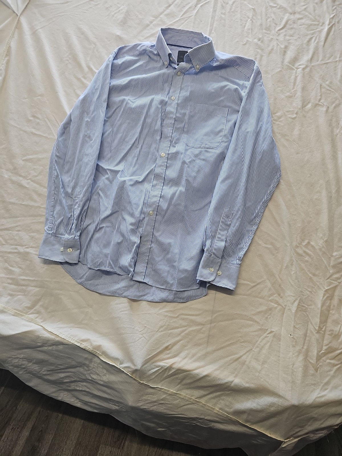 M&S Collection Men's Blue Striped Oxford Shirt Regular Fit 15.5 XX1159 - Image 4