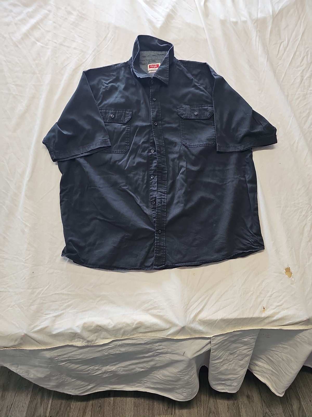 Wrangler Flex for Comfort Men's Black Short Sleeve Button-Down Shirt 2XL YY1176