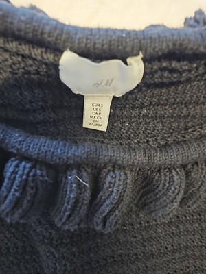 H&M Black Knit Off-the-Shoulder Ruffle Top A11 1303