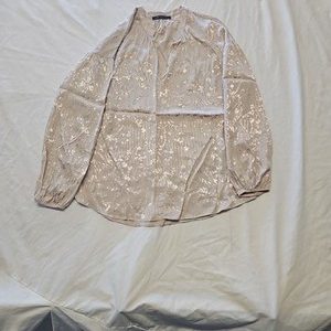 M&S Collection Champagne Jacquard Floral Blouse UK18 II1045