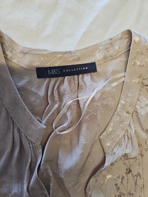 M&S Collection Champagne Jacquard Floral Blouse UK18 II1045