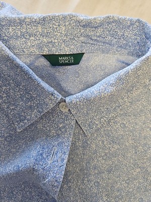 Marks & Spencer Blue Floral Print Button-Down Shirt  UK22 II182