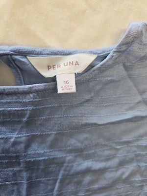 Per Una Blue Textured 3/4 Sleeve Blouse UK 16  OO1035