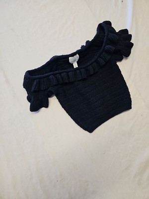 H&M Black Knit Off-the-Shoulder Ruffle Top A11 1303 - Image 3