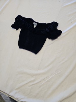 H&M Black Knit Off-the-Shoulder Ruffle Top A11 1303 - Image 4