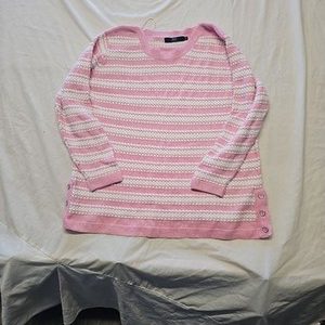Isle Essentials Pink and White Striped Textured Knit Jumper 22/24 JJ344