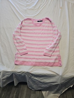 Isle Essentials Pink and White Striped Textured Knit Jumper 22/24 JJ344