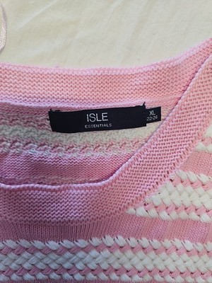 Isle Essentials Pink and White Striped Textured Knit Jumper 22/24 JJ344