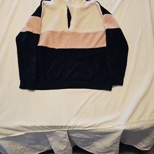 Papaya Woman Colorblock Fleece Sherpa Quarter-Zip Pullover A11 1304