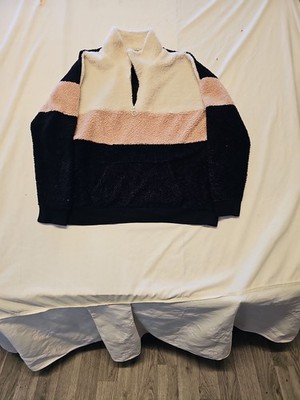 Papaya Woman Colorblock Fleece Sherpa Quarter-Zip Pullover A11 1304