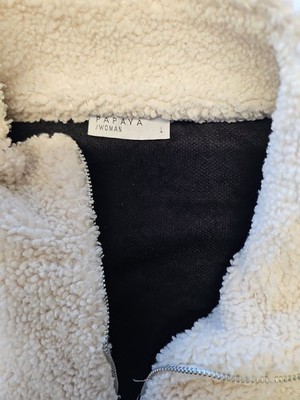 Papaya Woman Colorblock Fleece Sherpa Quarter-Zip Pullover A11 1304