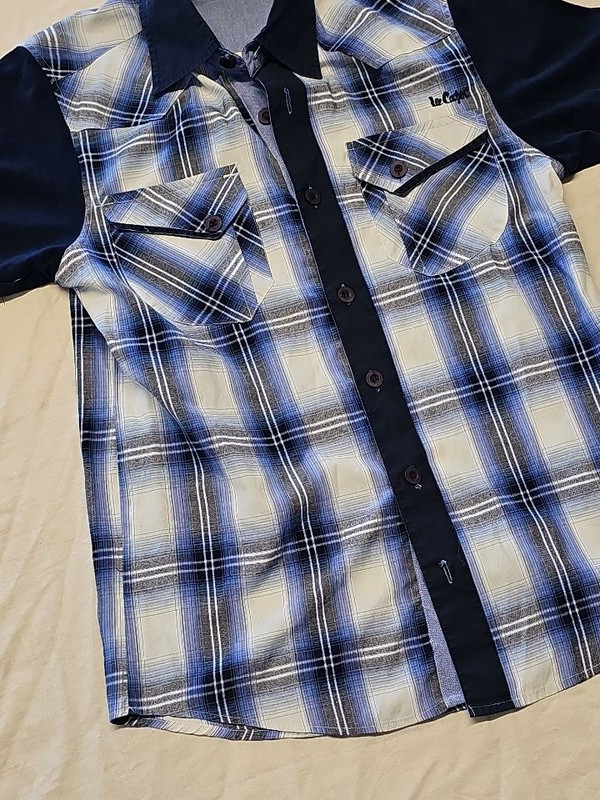 Lee Cooper Men's Vintage Style Checked Western Shirt Navy Blue Small 7 1272 - Image 11