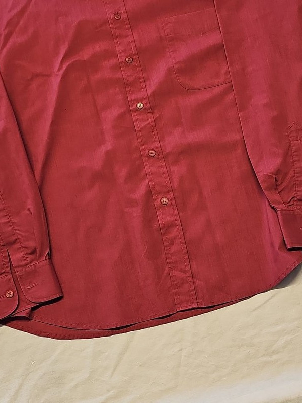 Essentials Burgundy Long Sleeve Formal Button-Down Shirt A7 1273 - Image 12