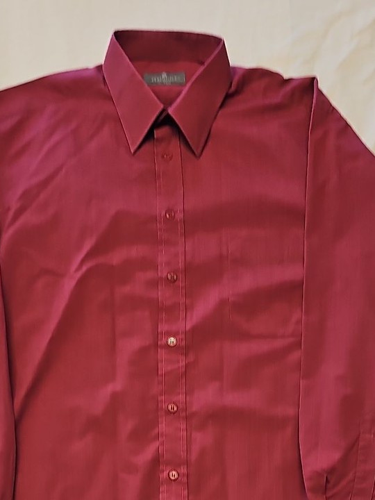 Essentials Burgundy Long Sleeve Formal Button-Down Shirt A7 1273 - Image 7