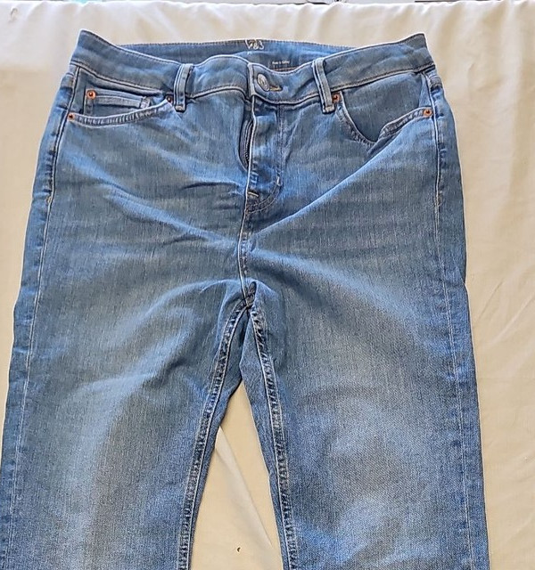 M&S Light Indigo Wide Leg Flare Jeans - Size UK 14 Regular A6 1269 - Image 7