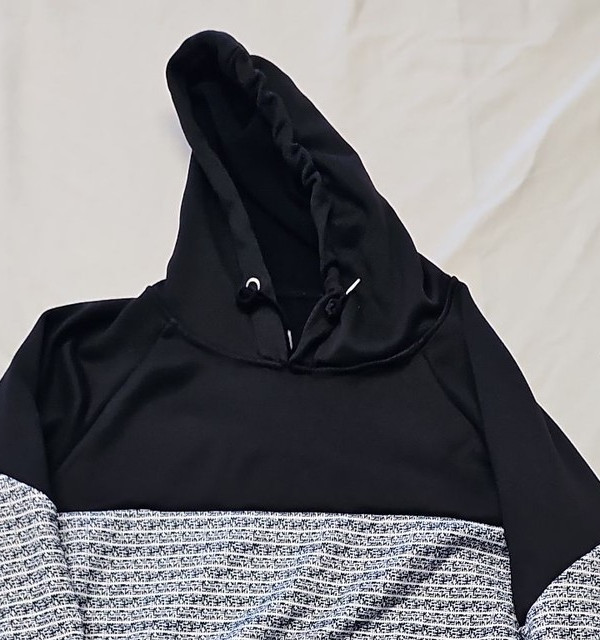 Contemporary Black and Grey Textured Striped Hoodie A7 1285 - Image 10