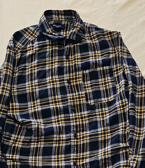 Jack & Jones Premium Plaid Flannel Shirt - Navy & Yellow A11 1312 - Image 7